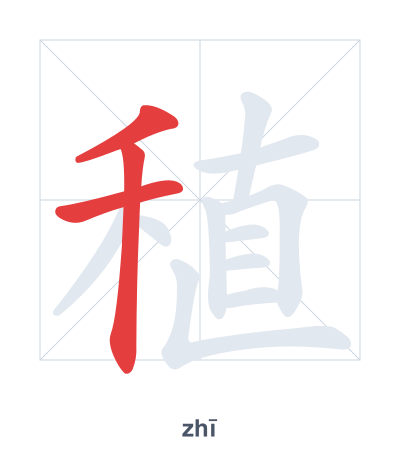 Stroke order practice for 稙 - zhī
