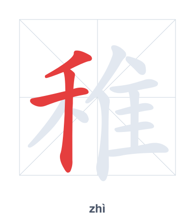 Stroke order practice for 稚 - zhì
