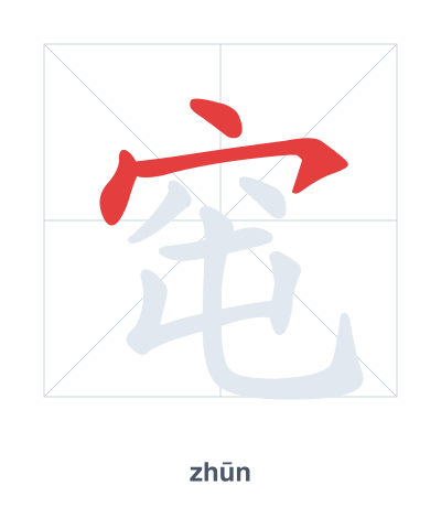 Stroke order practice for 窀 - zhūn