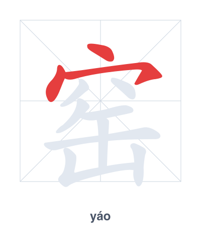 Stroke order practice for 窑 - yáo