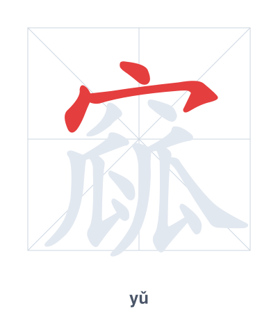 Stroke order practice for 窳 - yǔ