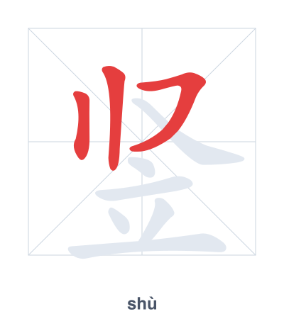 Stroke order practice for 竖 - shù