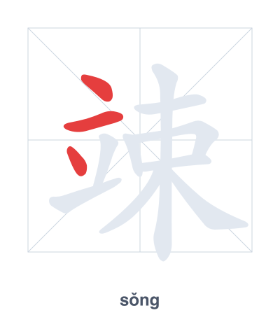 Stroke order practice for 竦 - sǒng