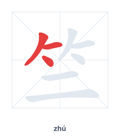 Stroke order practice for 竺 - zhú