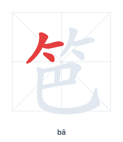 Stroke order practice for 笆 - bā