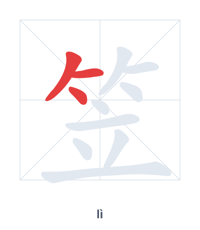 Stroke order practice for 笠 - lì
