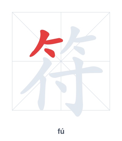 Stroke order practice for 符 - fú