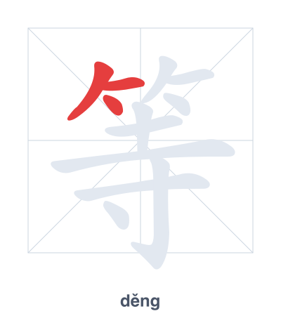 Stroke order practice for 等 - děng