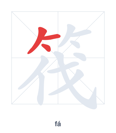 Stroke order practice for 筏 - fá