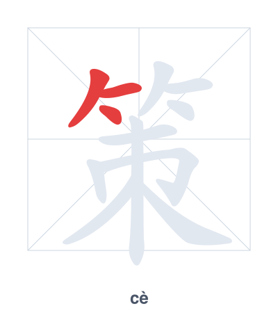 Stroke order practice for 策 - cè