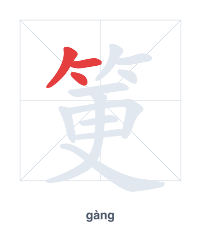 Stroke order practice for 筻 - gàng