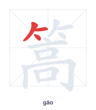Stroke order practice for 篙 - gāo