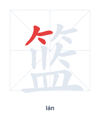 Stroke order practice for 篮 - lán