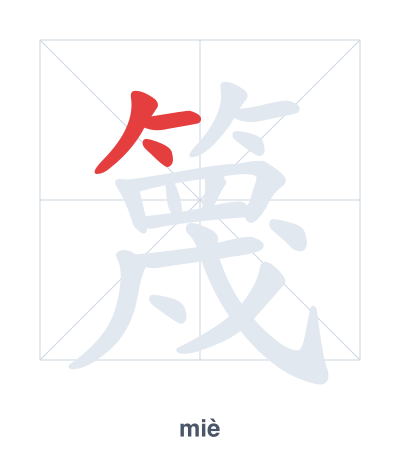 Stroke order practice for 篾 - miè