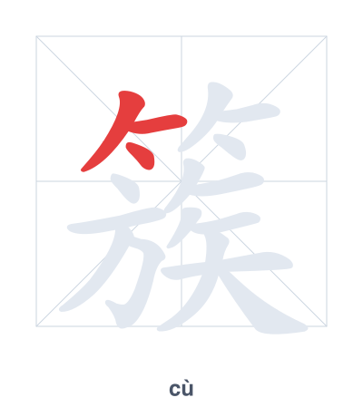 Stroke order practice for 簇 - cù