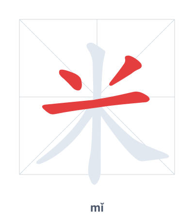 Stroke order practice for 米 - mǐ