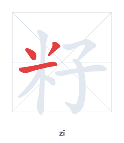 Stroke order practice for 籽 - zǐ