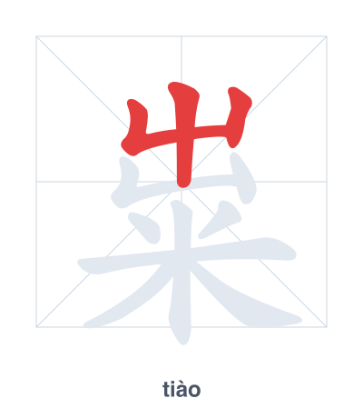 Stroke order practice for 粜 - tiào