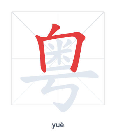 Stroke order practice for 粤 - yuè