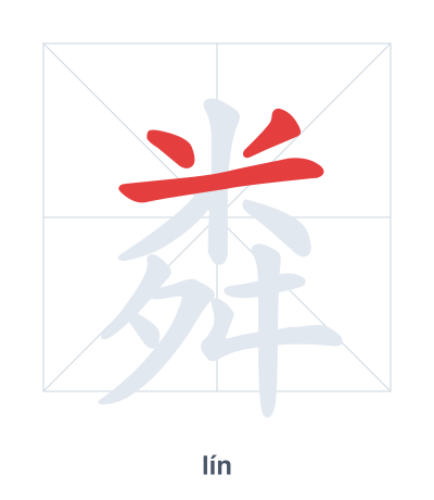 Stroke order practice for 粦 - lín