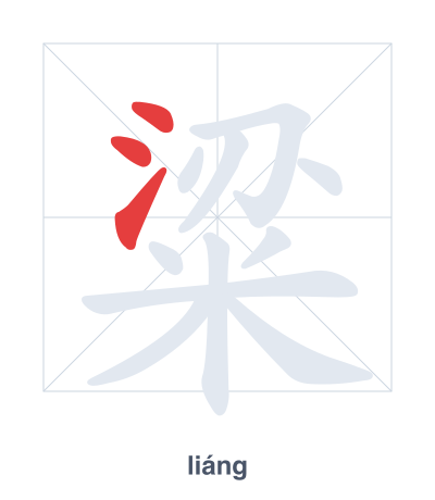 Stroke order practice for 粱 - liáng