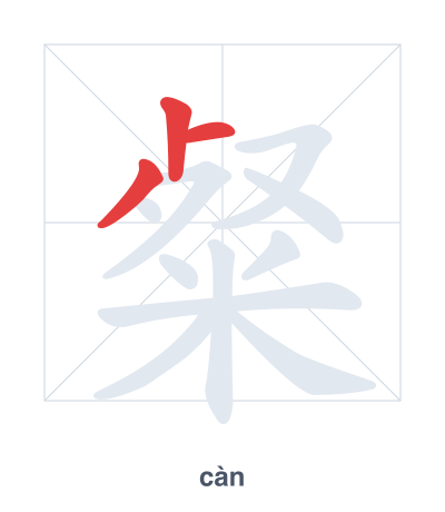 Stroke order practice for 粲 - càn