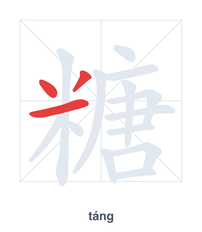 Stroke order practice for 糖 - táng