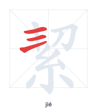 Stroke order practice for 絜 - jié