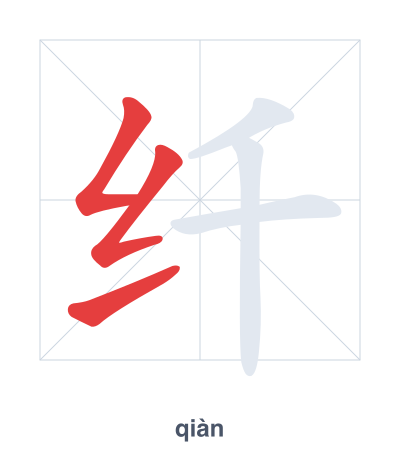 Stroke order practice for 纤 - qiàn