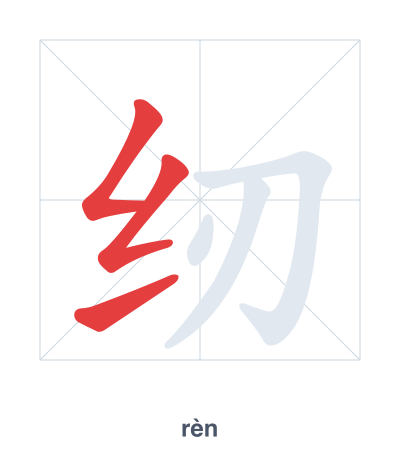 Stroke order practice for 纫 - rèn