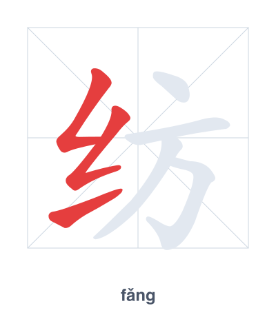 Stroke order practice for 纺 - fǎng