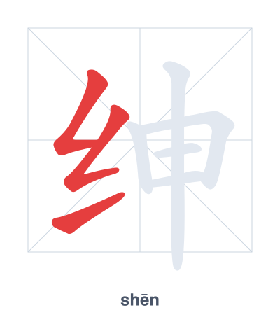 Stroke order practice for 绅 - shēn