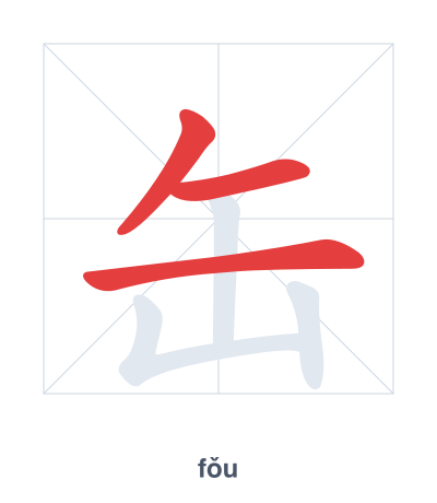 Stroke order practice for 缶 - fǒu