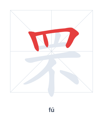 Stroke order practice for 罘 - fú
