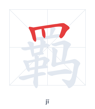 Stroke order practice for 羁 - jī