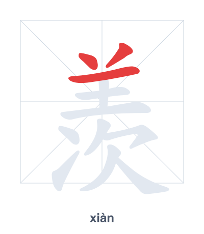 Stroke order practice for 羡 - xiàn