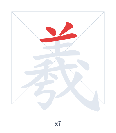 Stroke order practice for 羲 - xī