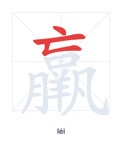 Stroke order practice for 羸 - léi