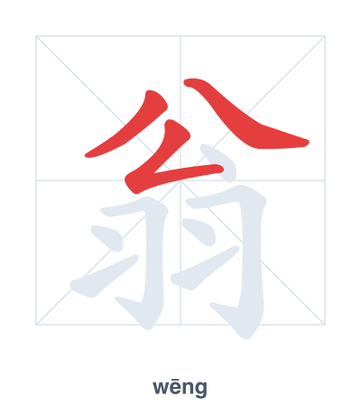 Stroke order practice for 翁 - wēng