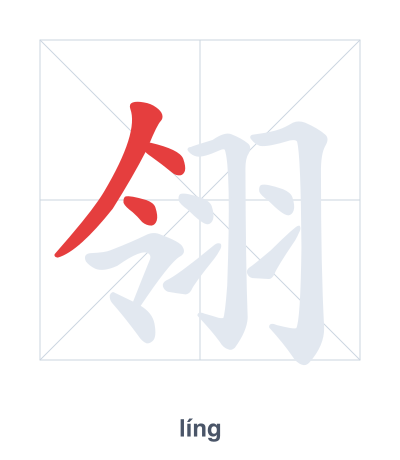 Stroke order practice for 翎 - líng