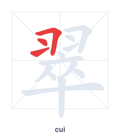 Stroke order practice for 翠 - cuì