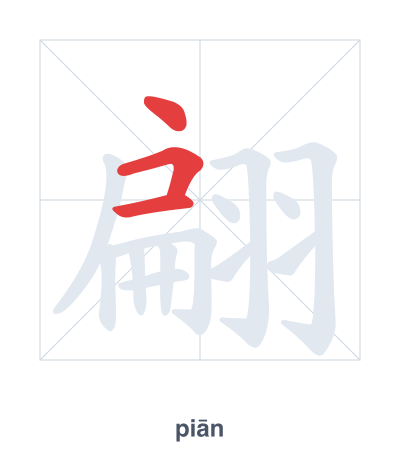 Stroke order practice for 翩 - piān
