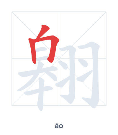 Stroke order practice for 翱 - áo