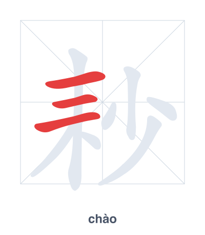 Stroke order practice for 耖 - chào