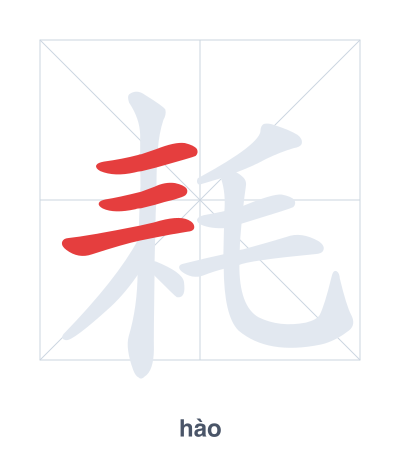 Stroke order practice for 耗 - hào