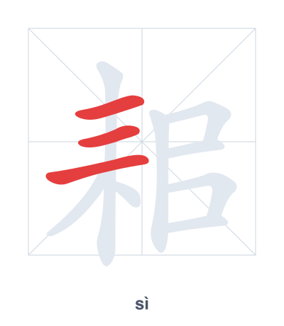 Stroke order practice for 耜 - sì
