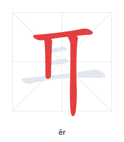 Stroke order practice for 耳 - ěr