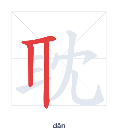Stroke order practice for 耽 - dān