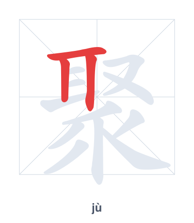 Stroke order practice for 聚 - jù