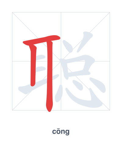 Stroke order practice for 聪 - cōng